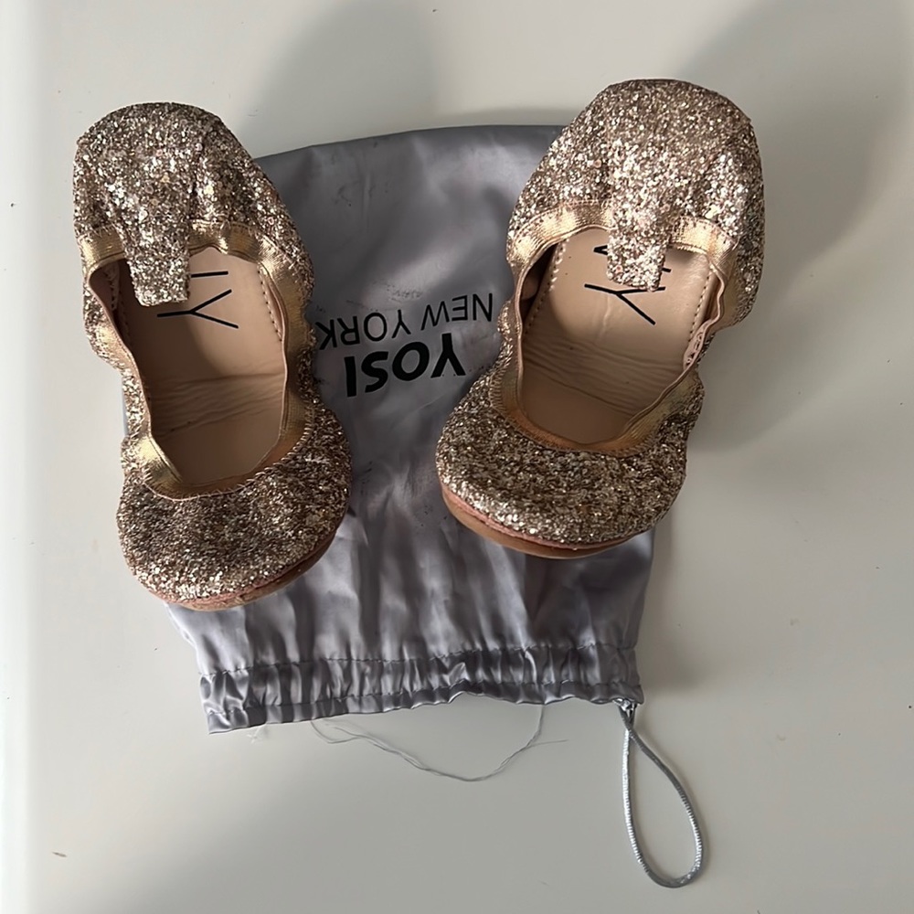 Champagne Yosi Samra Flats with Drawstring Bag